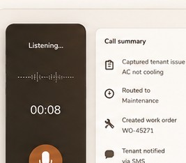 Vickie AI voice agent listening on a live call with a call summary